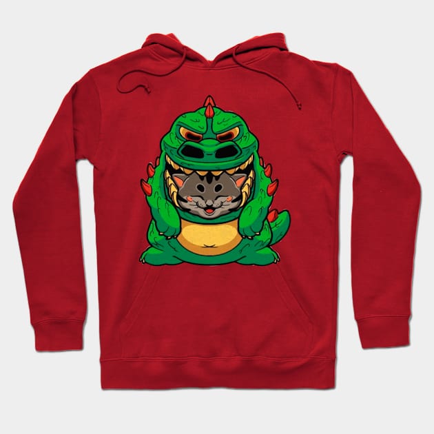 gato con disfraz de dinosaurio Hoodie by Vekonn